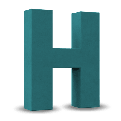 Ein großer dreidimensionaler H-Buchstabe